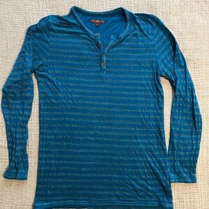 7 For All Mankind Blue Long Sleeve Tee